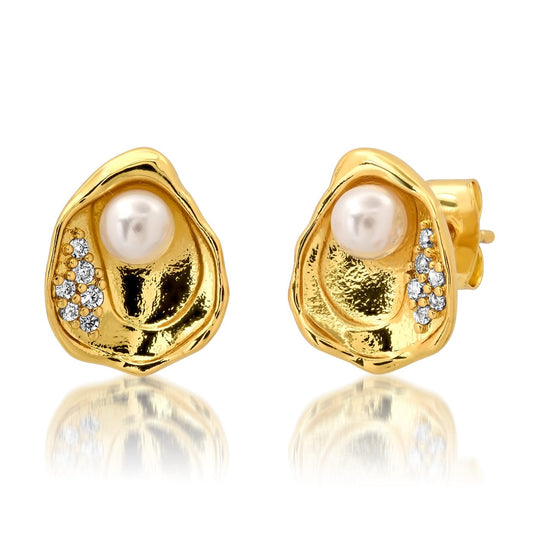 Golden Pearl Oasis Stud Earrings