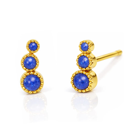 Graduated Bezel Set Stone Post Earring