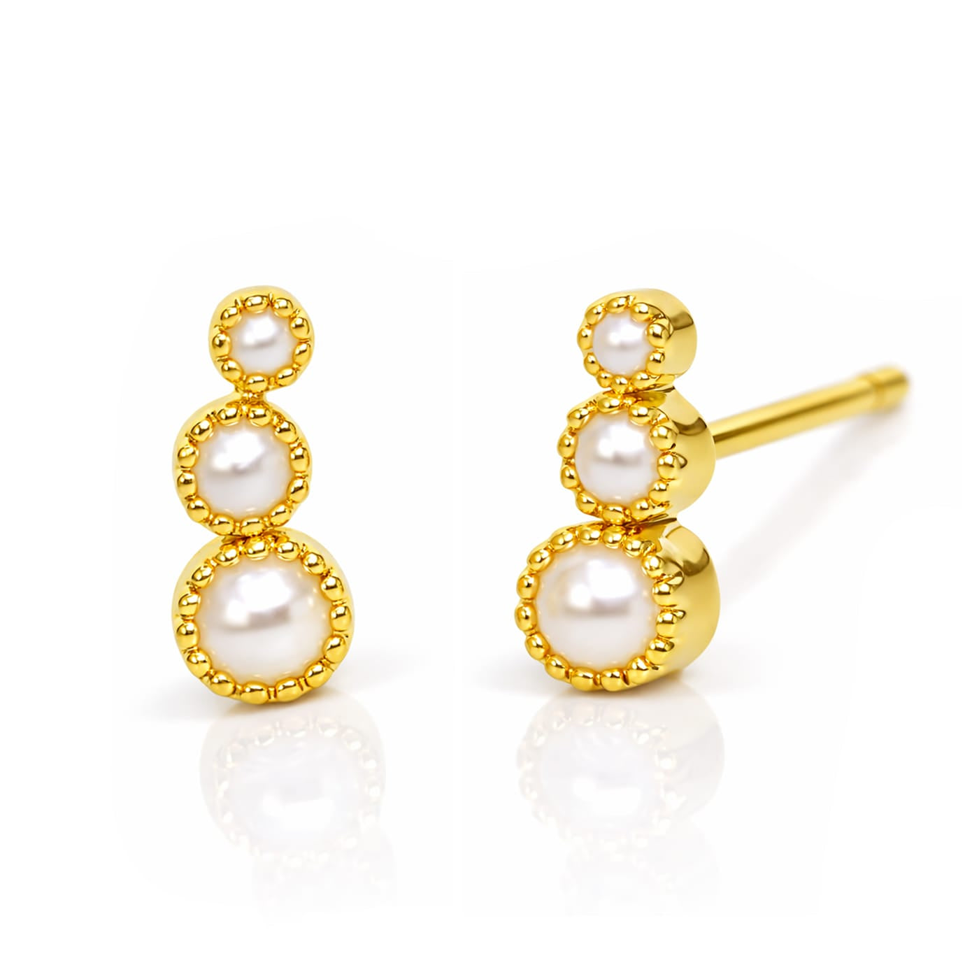 Graduated Bezel Set Stone Post Earring