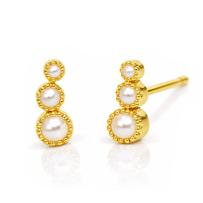 Graduated Bezel Set Stone Post Earring