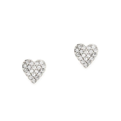 CZ Heart Stud Earrings