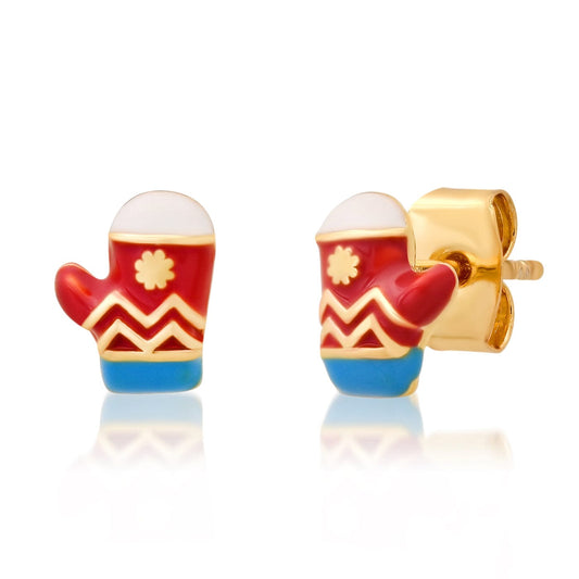 Holiday Mittens Enamel Studs