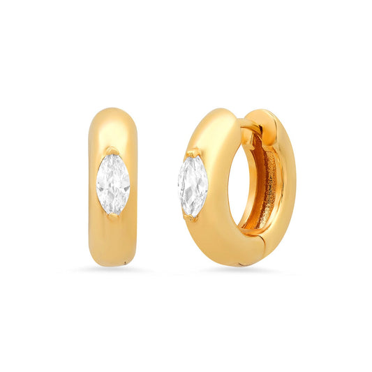 Huggies With Marquise CZ Accent