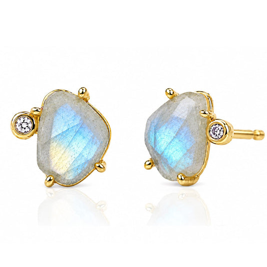 Labradorite and CZ Post Earring