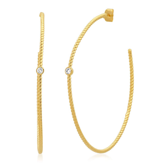 Large Braided Hoops With Cz Accents