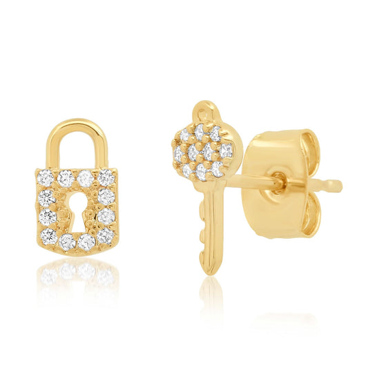 Lock & Key Mismatch Stud Earrings