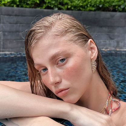 Long Gold Baguette Drop Earrings