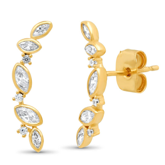 Marquis Shaped Cz Cluster Ear Climber