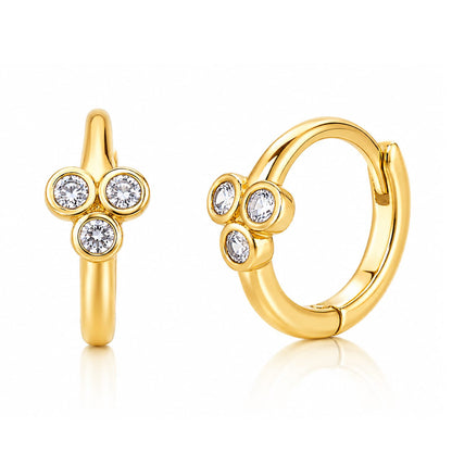 Mini Cubic Zirconia Cluster Huggie Earrings