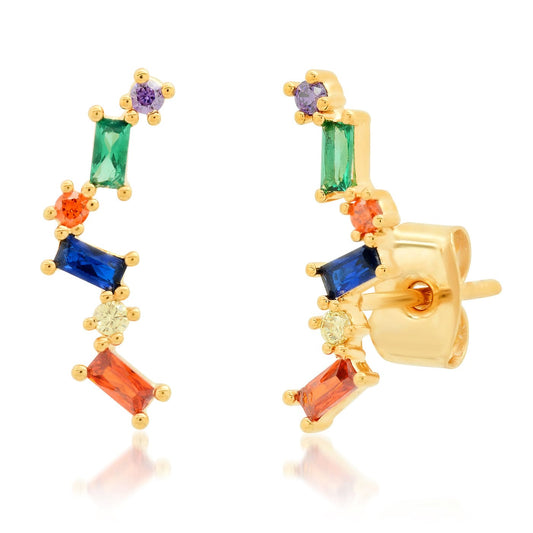 Multi-Dimensional Baguette Crawler Earrings