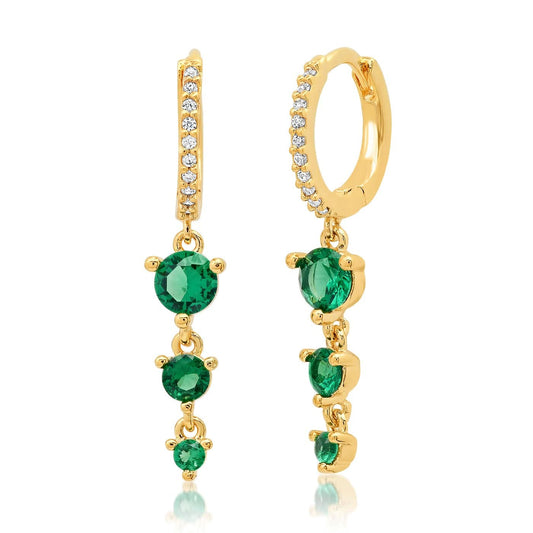 Triple Drop Gemstone Pave Huggies