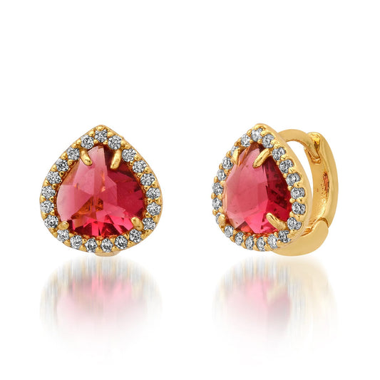 Radiant Ruby Huggie Earrings