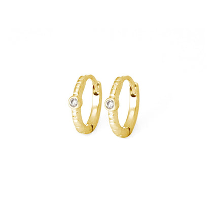 Single Cubic Zirconia Huggie Earrings