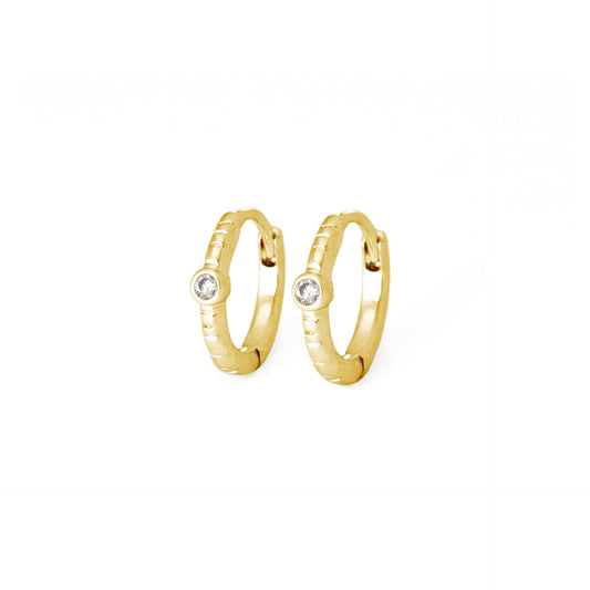Single Cubic Zirconia Huggie Earrings