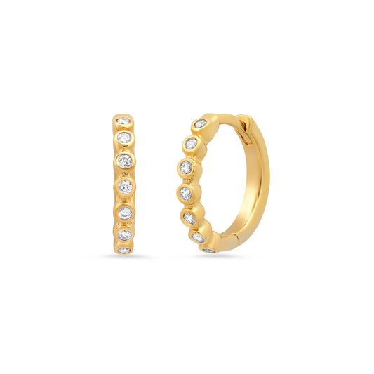Small Huggies With Round CZ Accents