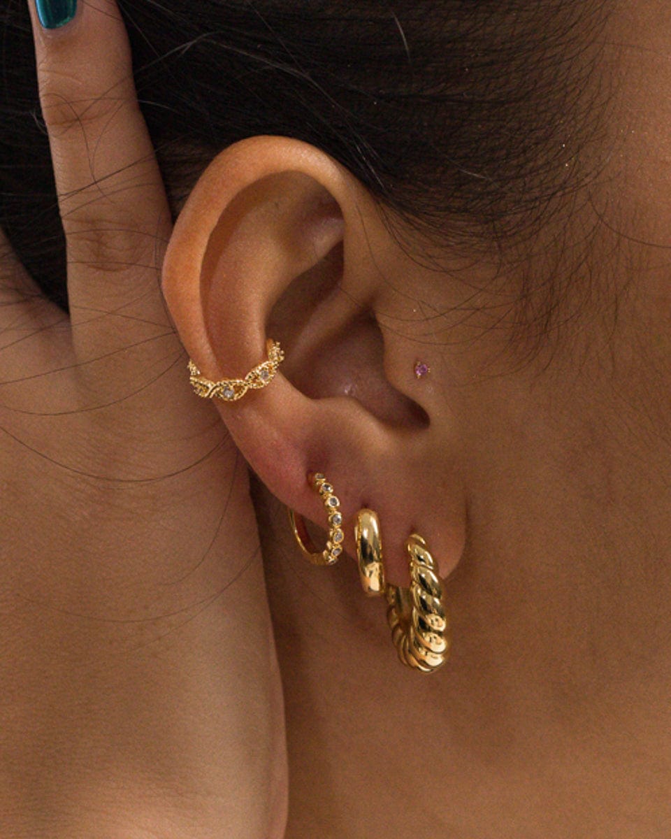 Small Huggies With Round CZ Accents