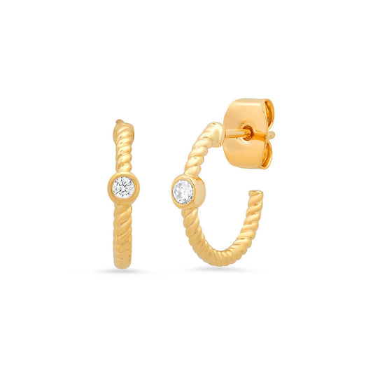 Small Open Twist Hoops With Cz Accent