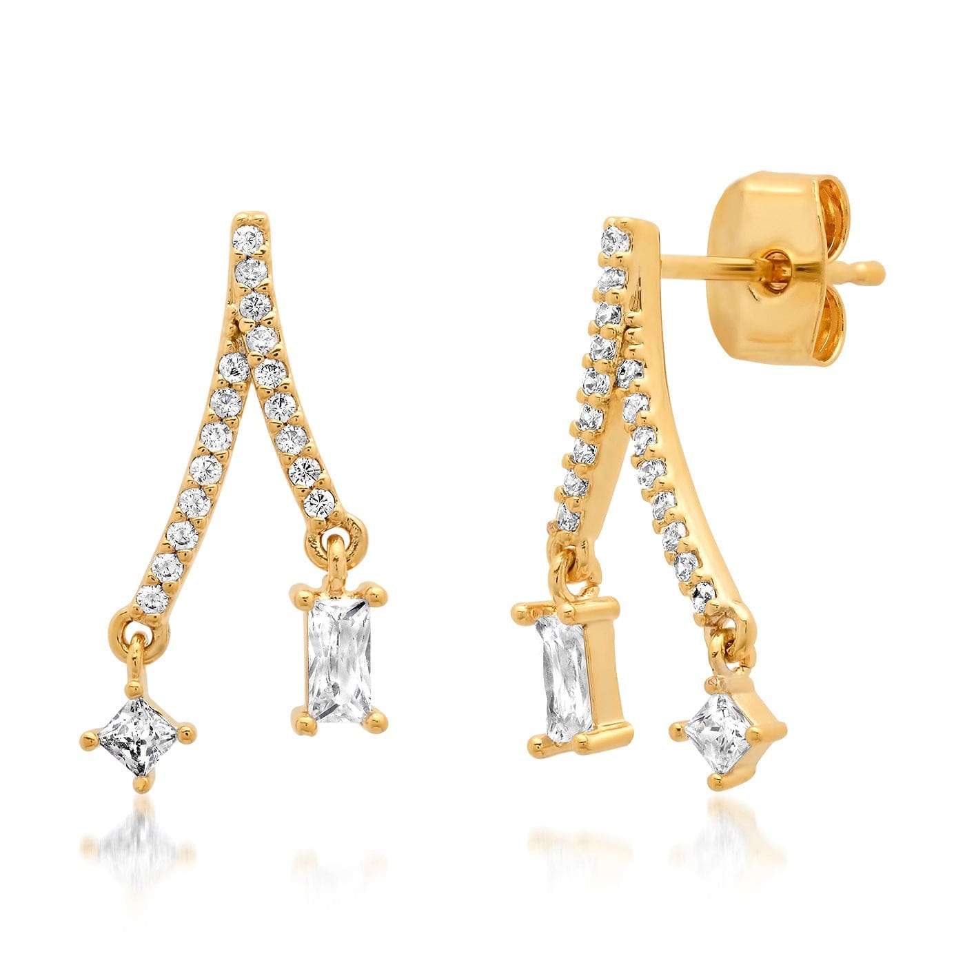 Split Linear Pave Cz Earring