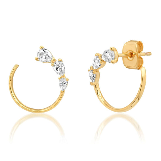 Triple Pear Shaped Cz Front Facing Hoop