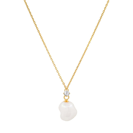Chain with Freshwater Pearl and CZ Pendant