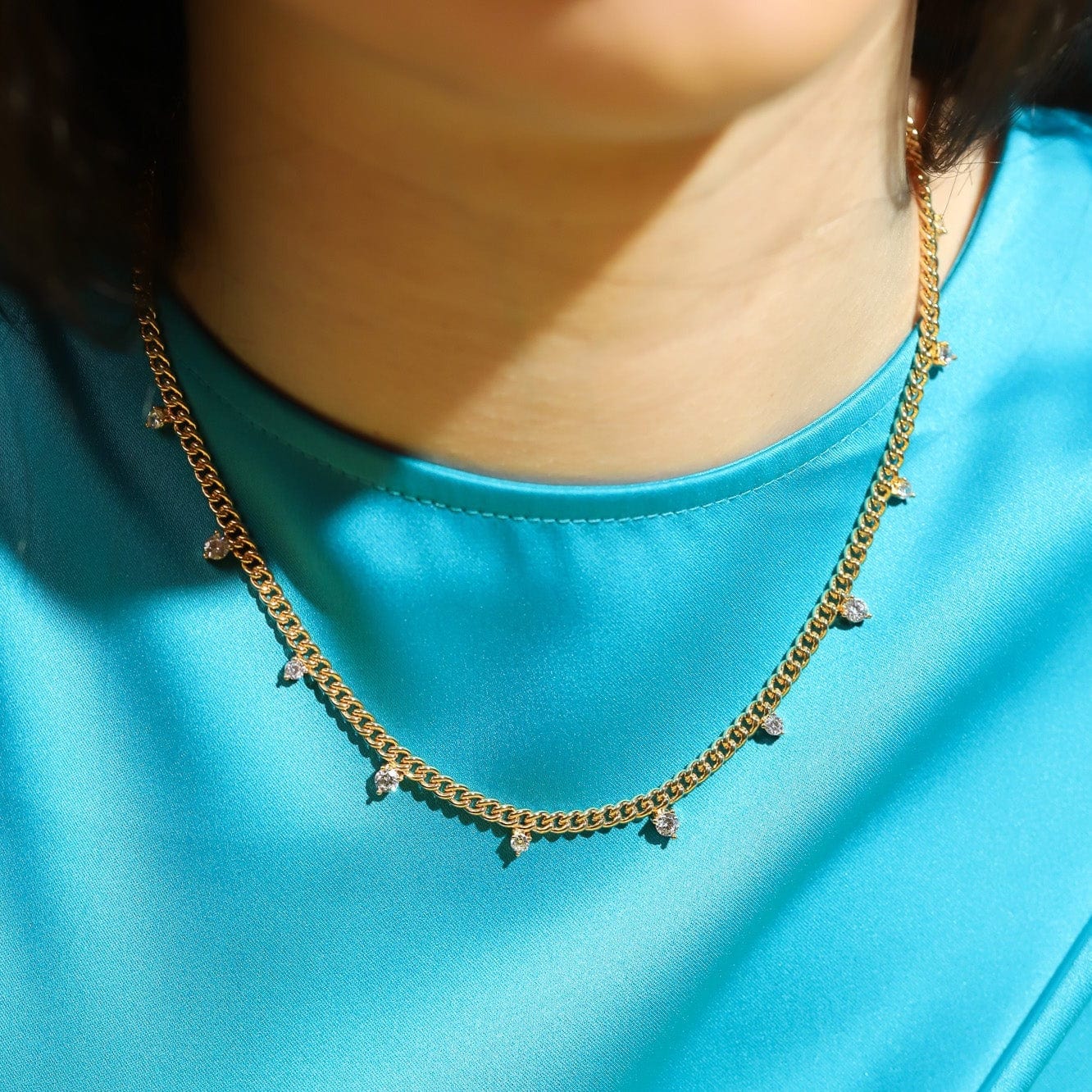 Statement Curb Chain with Sparkle Drops