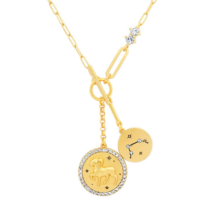 Double Coin Zodiac Necklace