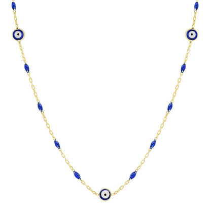 Lucky Blue Beaded Evil Eye Necklace
