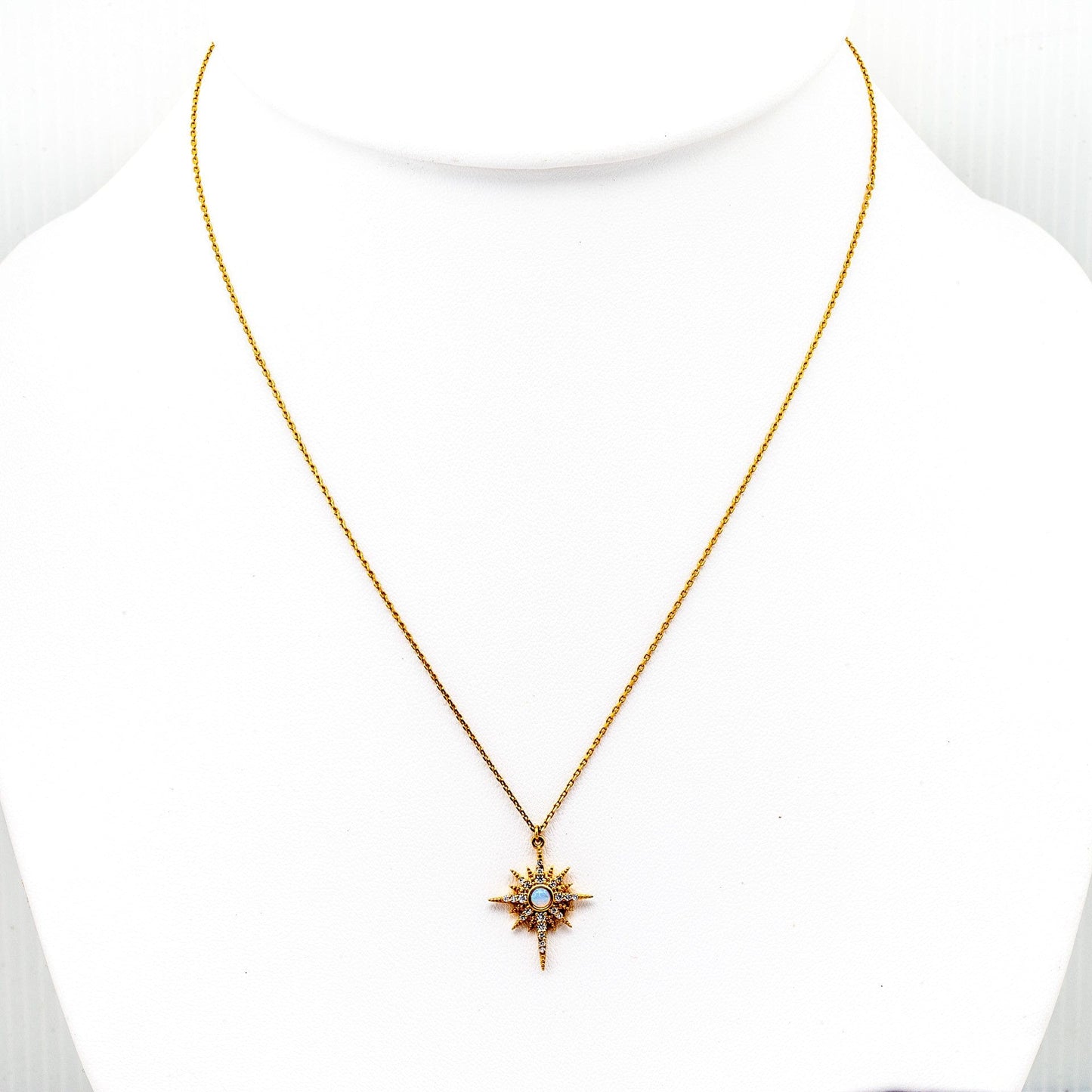 Gold Starburst with Opal Stone Center