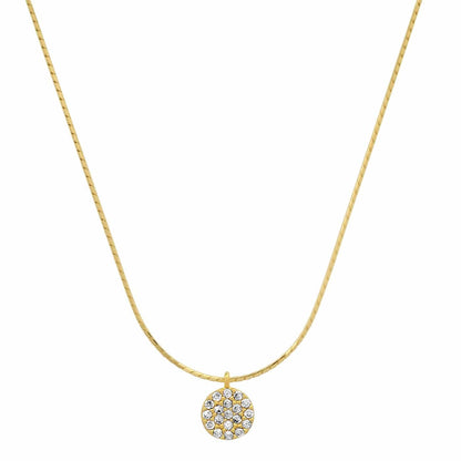 Gold Vermeil Snake Chain with Pave CZ Disc