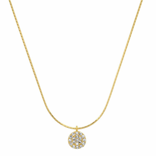 Gold Vermeil Snake Chain with Pave CZ Disc