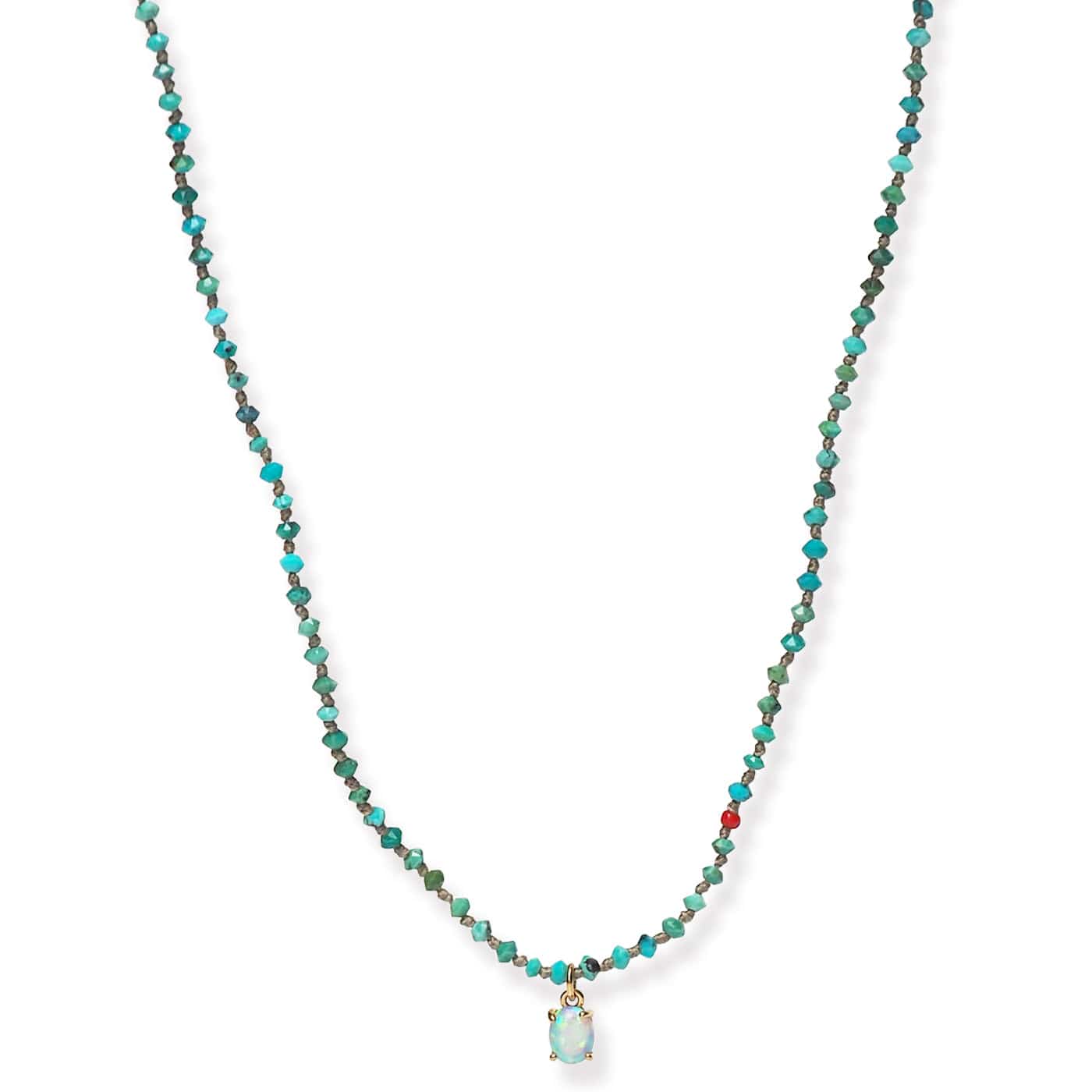 Handmade Beaded Necklace With Dangle Accent