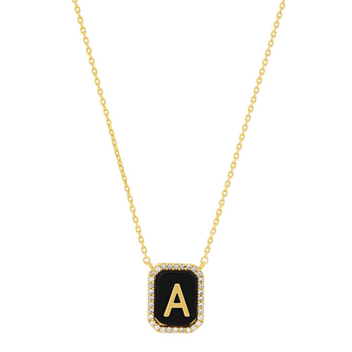 Onyx Monogram Pendant Necklace