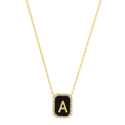Onyx Monogram Pendant Necklace