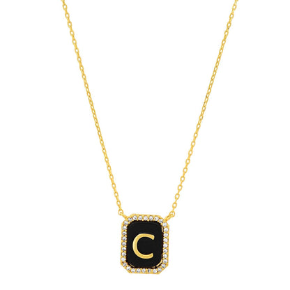 Onyx Monogram Pendant Necklace
