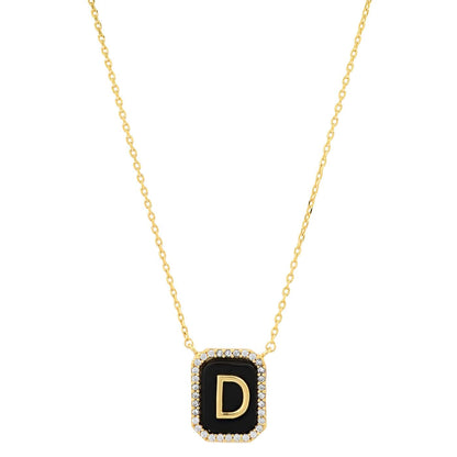 Onyx Monogram Pendant Necklace