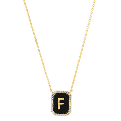 Onyx Monogram Pendant Necklace
