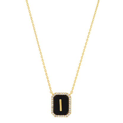 Onyx Monogram Pendant Necklace