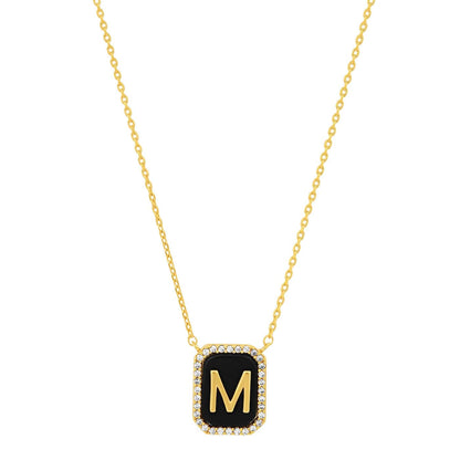 Onyx Monogram Pendant Necklace
