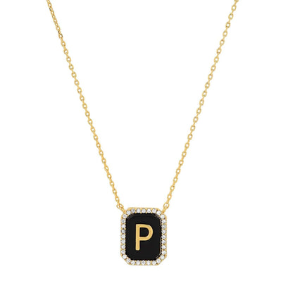Onyx Monogram Pendant Necklace
