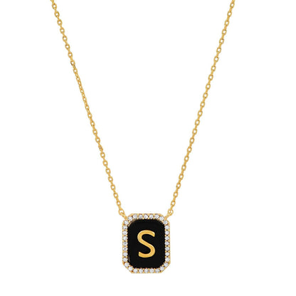 Onyx Monogram Pendant Necklace