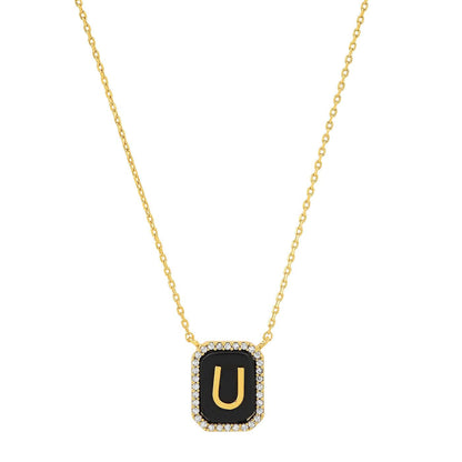 Onyx Monogram Pendant Necklace