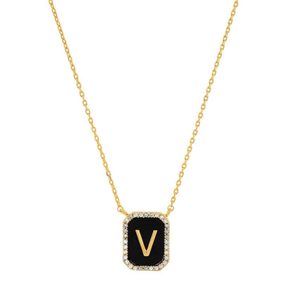 Onyx Monogram Pendant Necklace