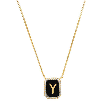 Onyx Monogram Pendant Necklace