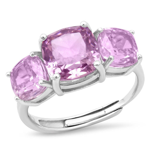 Round Three Pink Stone Ring