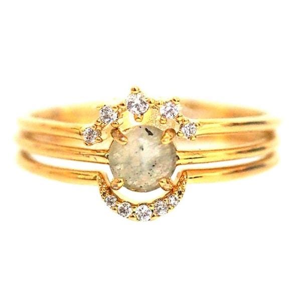 Opal CZ Arc Ring Set | 3-Piece Stacking Set