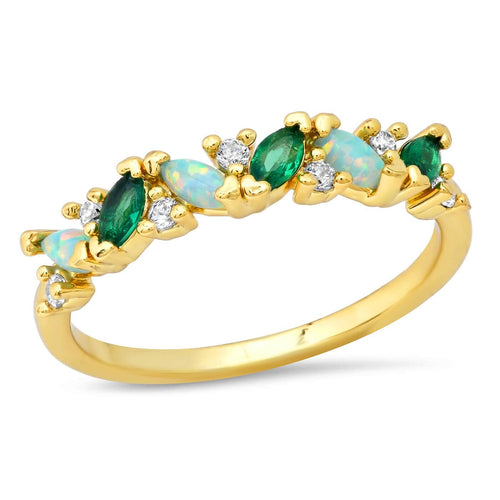 Green Marquis Stone Band Ring
