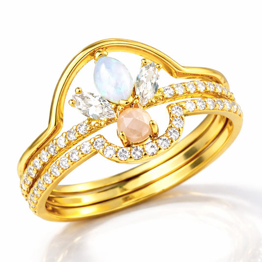 Pink Opal Stackable Rings | Set Of Three