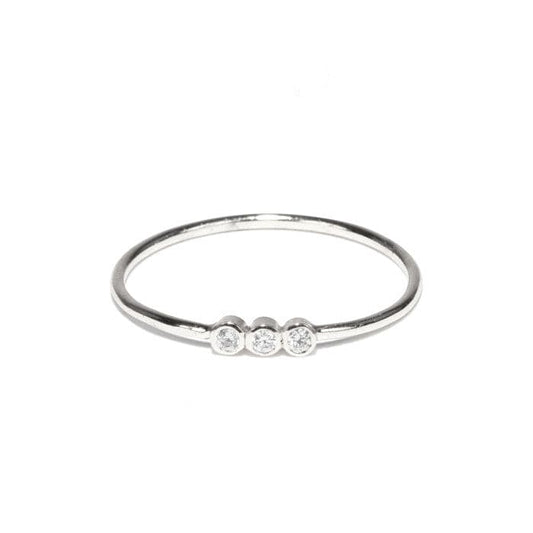 Triple CZ Dainty Ring – Silver