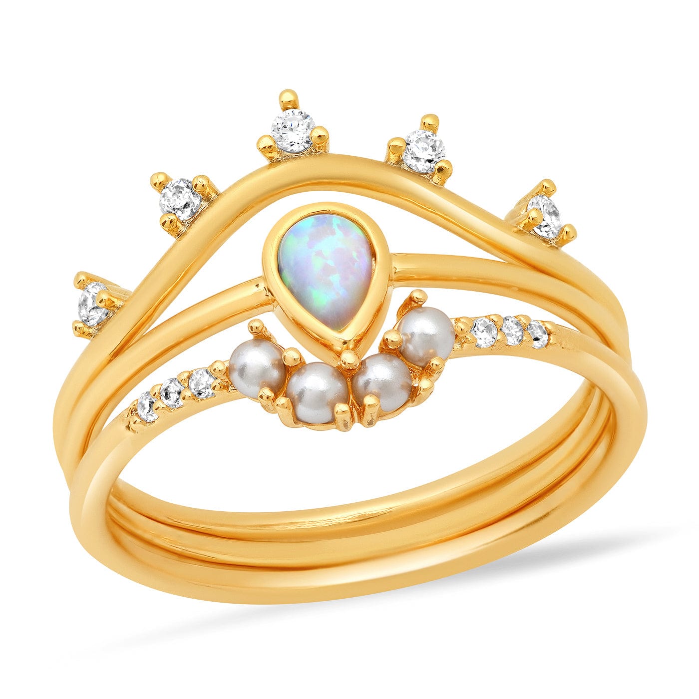 Third Eye Opal Ring Stack – 3 Piece Set