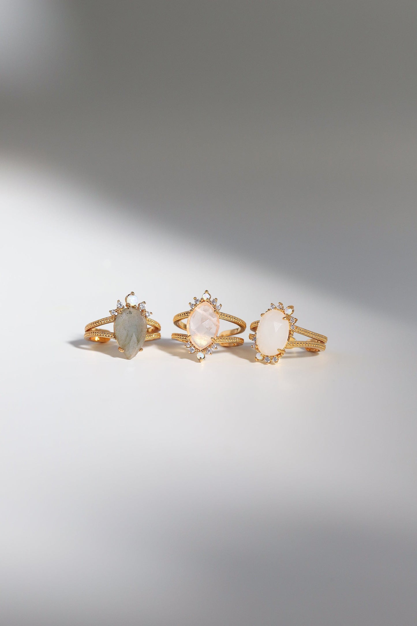 White Rock Crystal Halo Open Ring